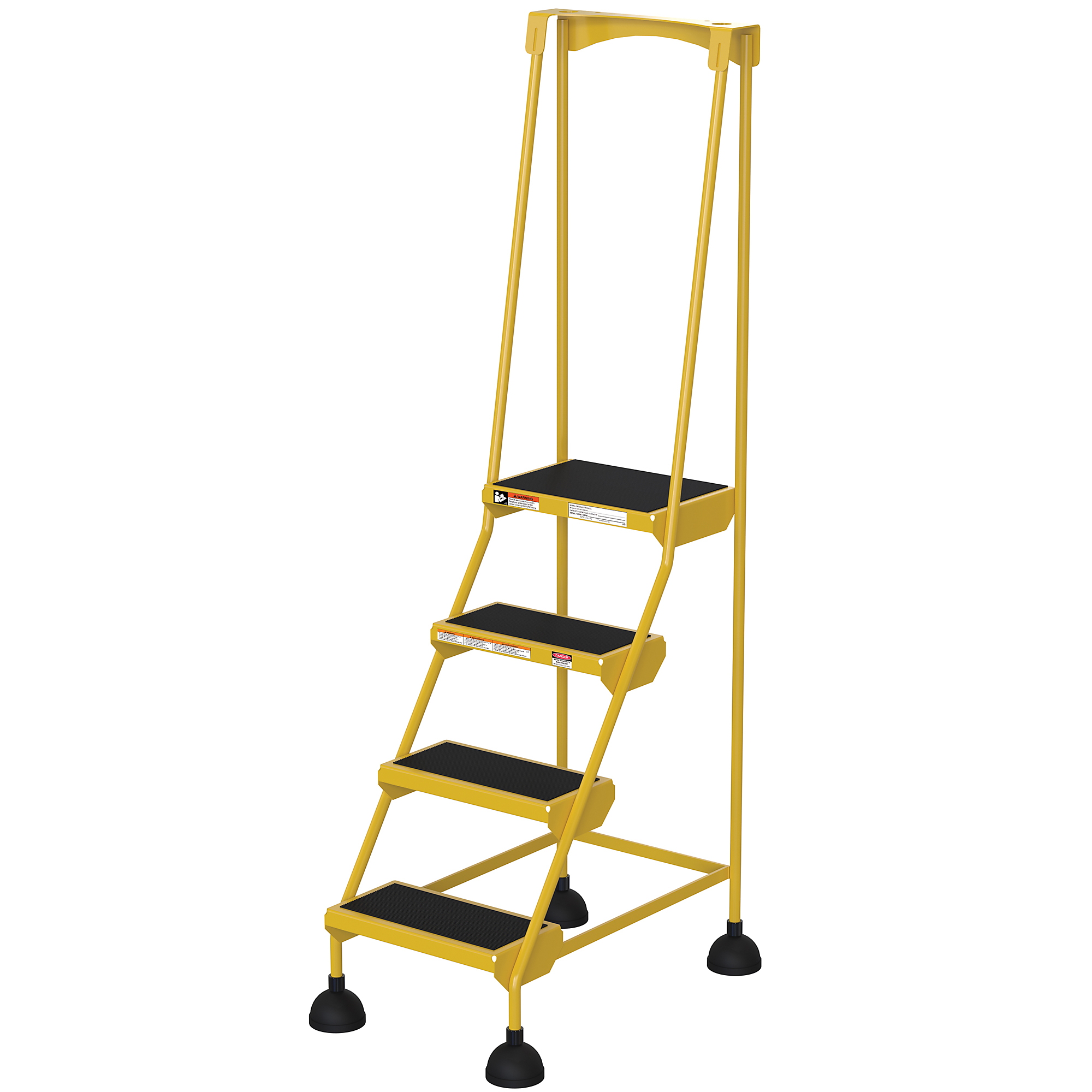 Vestil Commercial Rolling Ladder - 4 Steps, 300-Lb. Capacity, Spring Loaded, Steel, Model# LAD-4-Y